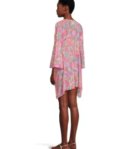 BECCA Polynesia Sheer Stretch Mesh Tie Front Cover-Up Multicolor