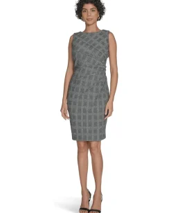 Calvin Klein Ponte Starburst Sheath Black/Grey/Cream Hot