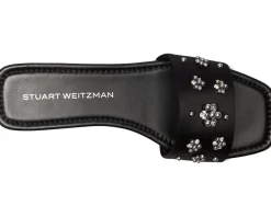 Stuart Weitzman POPPY SLIDE Black/Silver Shade/Gray New