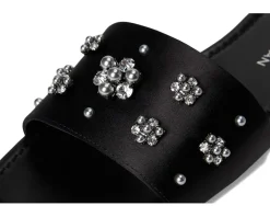 Stuart Weitzman POPPY SLIDE Black/Silver Shade/Gray New