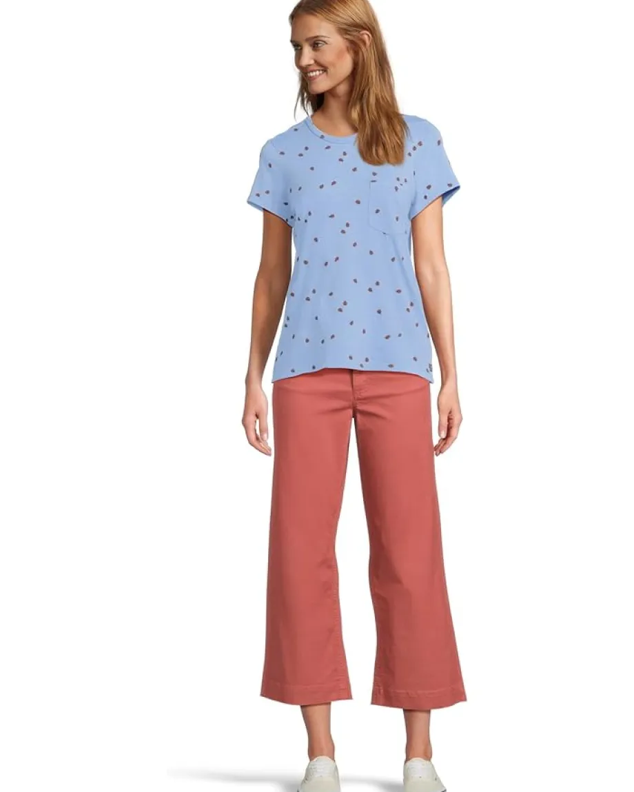 Toad&Co Primo Short Sleeve Crew Blue Jay Ladybug Print New