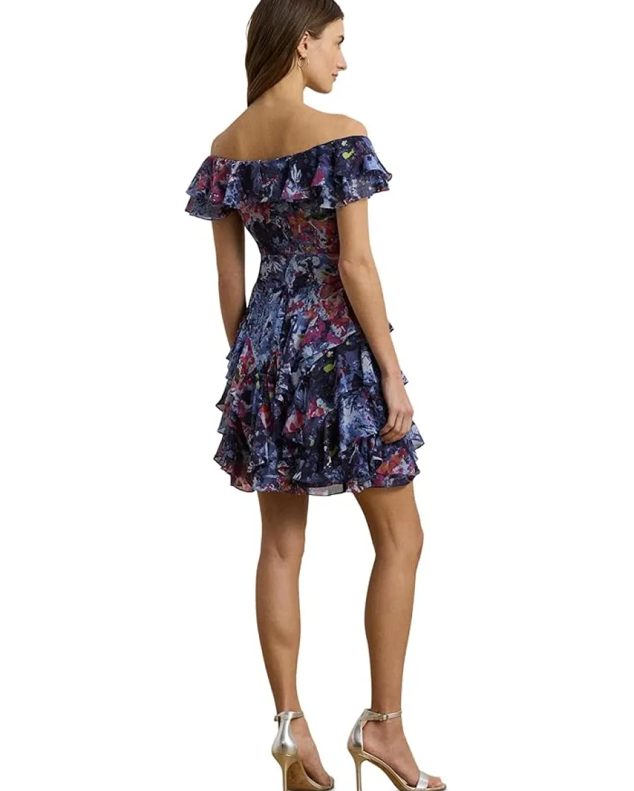 Women Lauren Ralph Lauren Print Off-The-Shoulder Cocktail Dress