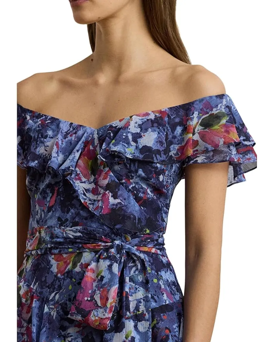 Women Lauren Ralph Lauren Print Off-The-Shoulder Cocktail Dress