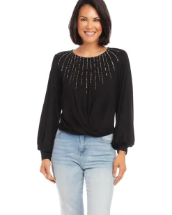 Women Karen Kane Printed Drape Front Top