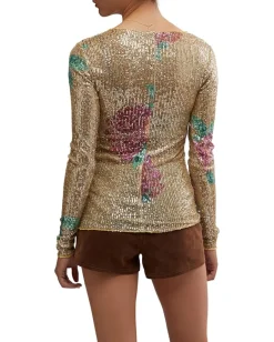 Women Free People Printed Gold Rush Long Sleeve