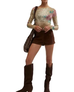 Women Free People Printed Gold Rush Long Sleeve