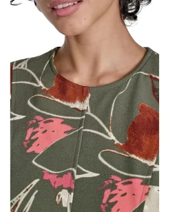 Calvin Klein Printed Scuba Crepe Belted Midi Antq/White/Multi Sale