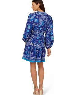 Adrianna Papell Printed Short Dress Blue Multi 1 Outlet