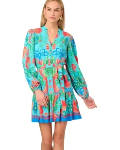 Adrianna Papell Printed Short Dress Blue Multi 2 Best