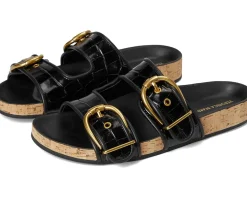 Veronica Beard Prue Black Croc Print Leather New