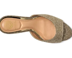Vince Camuto Prynn Embellished High Heel Mule Sandal Light Bronze New