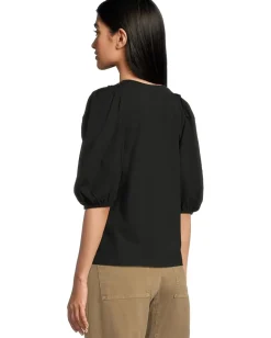 Madewell Puff Sleeve V-Neck Tee Jet Black Hot