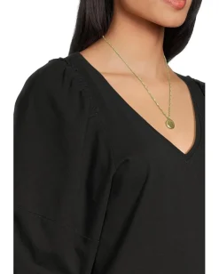 Madewell Puff Sleeve V-Neck Tee Jet Black Hot