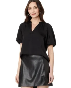 Vince Camuto Quarter Puff Sleeve Blouse Rich Black