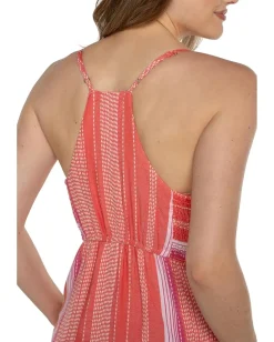 Women Liverpool Los Angeles Racer Back Tiered Maxi Dress with Smocking