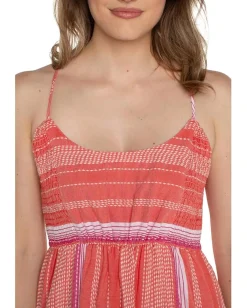 Women Liverpool Los Angeles Racer Back Tiered Maxi Dress with Smocking