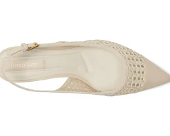 Franco Sarto Racer9 Slingback Shoes Alabaster Faux Leather Weave Online