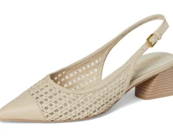 Franco Sarto Racer9 Slingback Shoes Alabaster Faux Leather Weave Online