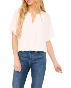 CeCe Raglan Flutter Sleeve Blouse New Ivory Best