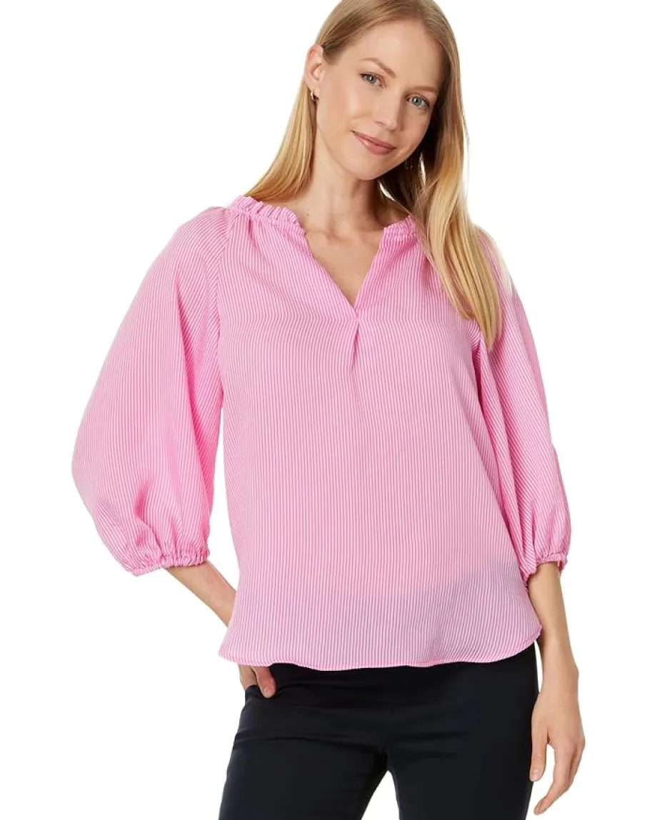 Women Vince Camuto Raglan Puff Sleeve Blouse W/ Ruffle Neck