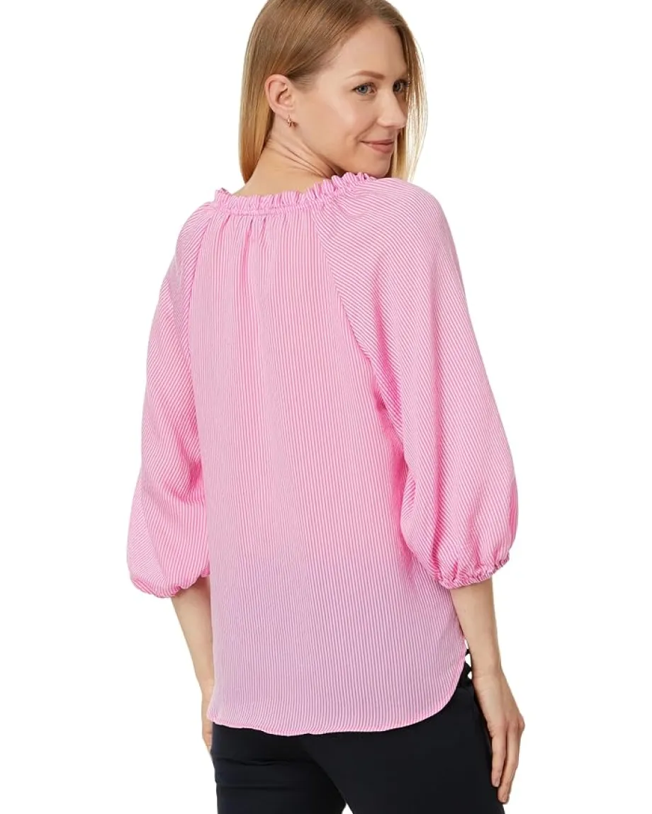 Women Vince Camuto Raglan Puff Sleeve Blouse W/ Ruffle Neck