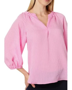 Women Vince Camuto Raglan Puff Sleeve Blouse W/ Ruffle Neck