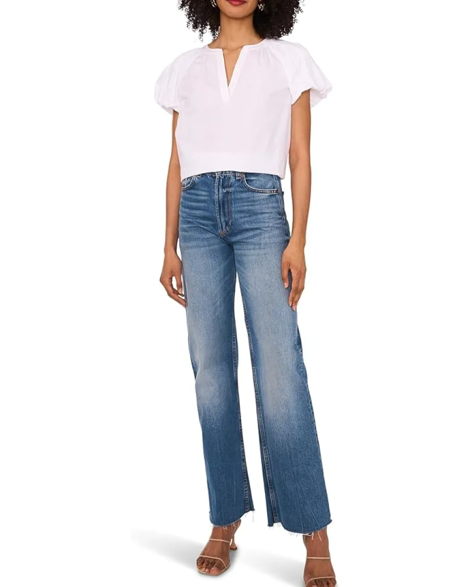 Vince Camuto Raglan Puff Sleeve Blouse Ultra White Discount