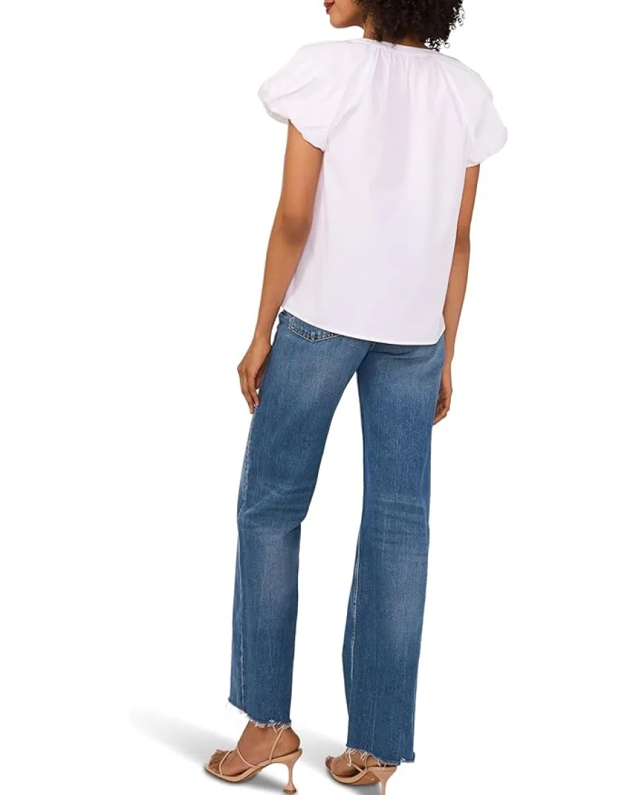 Vince Camuto Raglan Puff Sleeve Blouse Ultra White Discount