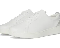 FitFlop Rally Crystal-Backtab Leather Trainers Urban White/Silver Outlet