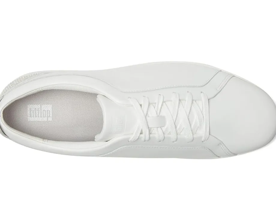 FitFlop Rally Crystal-Backtab Leather Trainers Urban White/Silver Outlet
