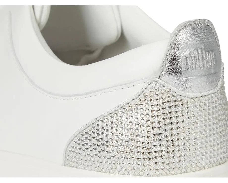 FitFlop Rally Crystal-Backtab Leather Trainers Urban White/Silver Outlet