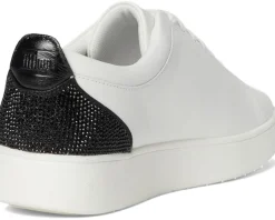 FitFlop Rally Crystal-Backtab Leather Trainers Black Outlet