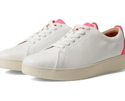 Women FitFlop Rally Neon-Pop Leather Sneakers