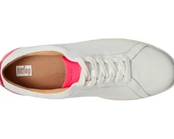 Women FitFlop Rally Neon-Pop Leather Sneakers