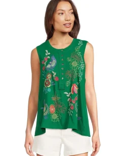 Women Johnny Was Raw Detail Henley Tank- Cora