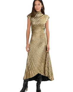 AllSaints Rayanna Dress Metallic Gold