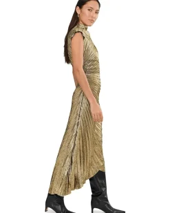 AllSaints Rayanna Dress Metallic Gold