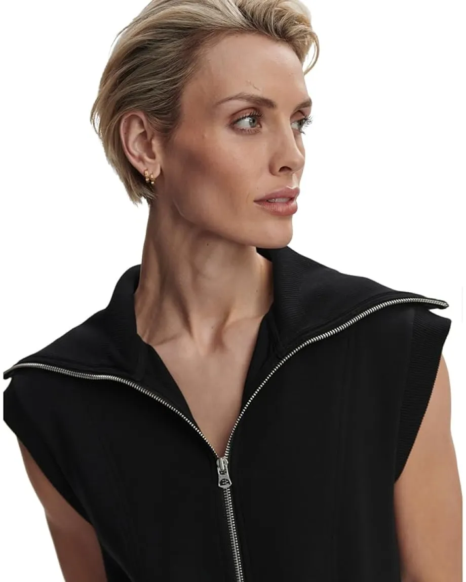 Varley Rebecca Zip Through Dress Black New