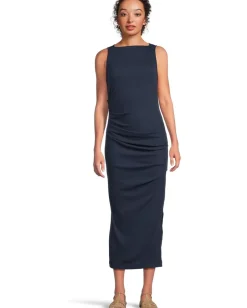 Michael Stars Reign Knife Neck Midi Pleated Dress Nocturnal Best