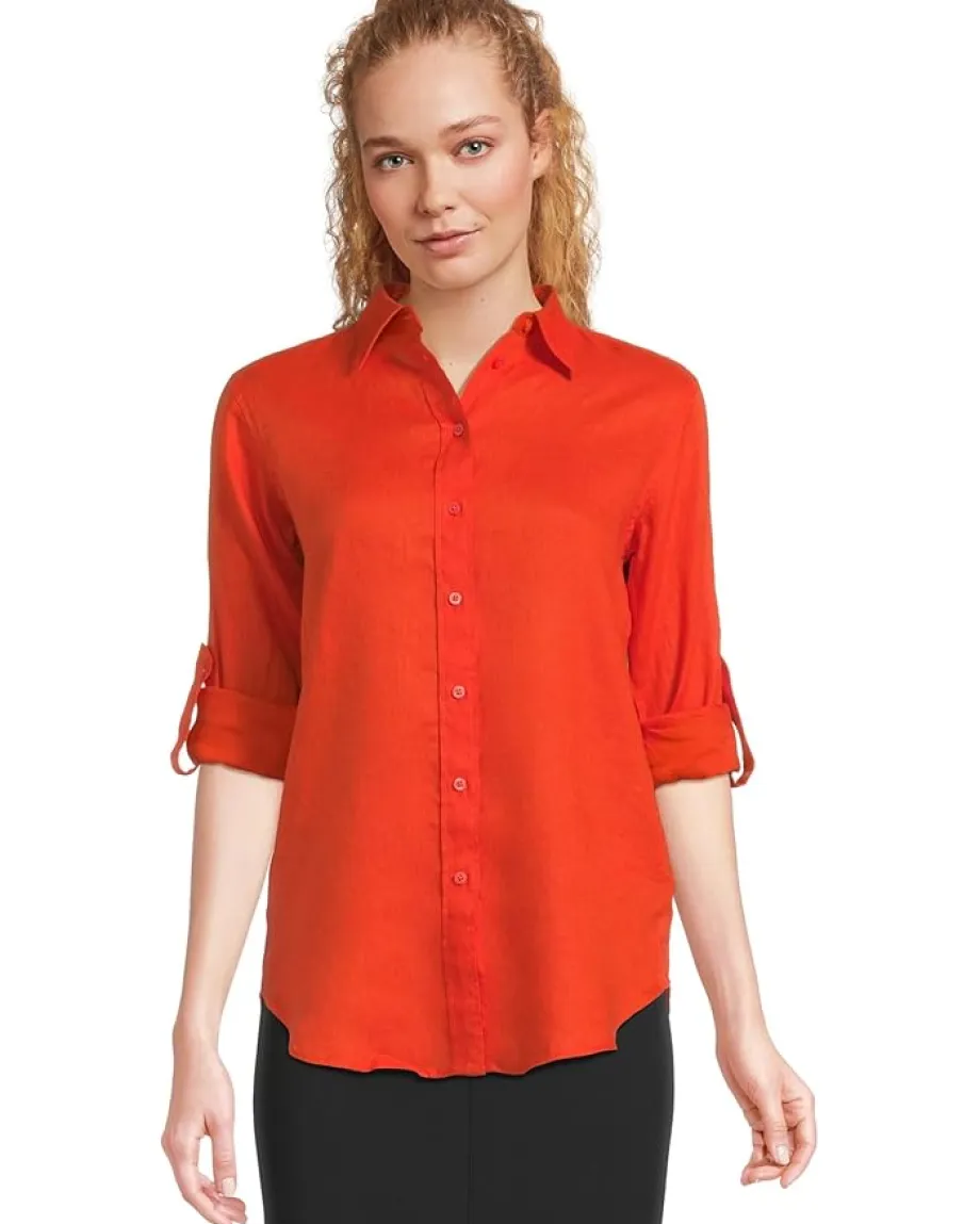 Lauren Ralph Lauren Relaxed Fit Linen Shirt Orange Lily Best