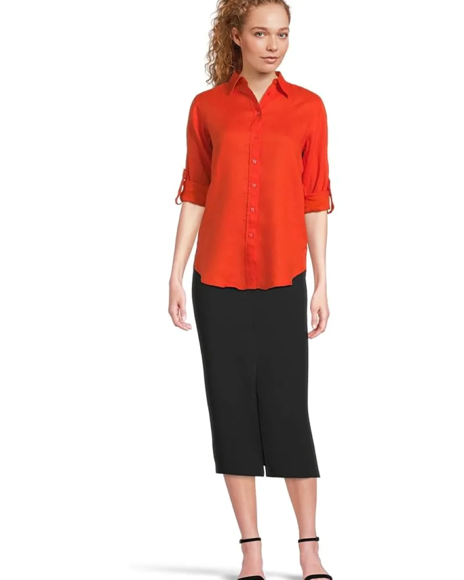 Lauren Ralph Lauren Relaxed Fit Linen Shirt Orange Lily Best