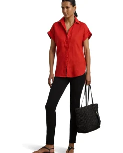Women Lauren Ralph Lauren Relaxed Fit Linen Short-Sleeve Shirt