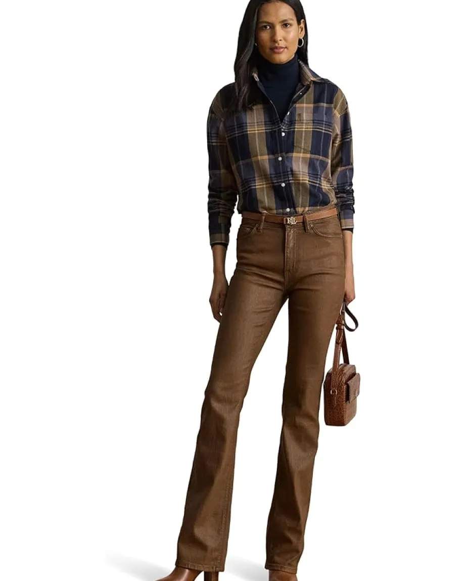 Women Lauren Ralph Lauren Relaxed Fit Plaid Cotton Twill Shirt