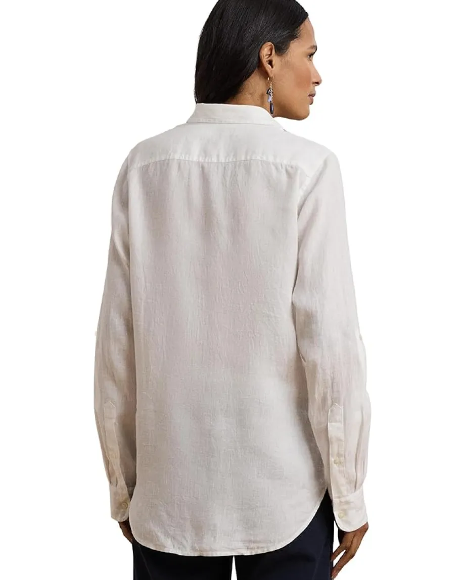 Women Lauren Ralph Lauren Relaxed Fit Print Roll-Tab Sleeve Shirt