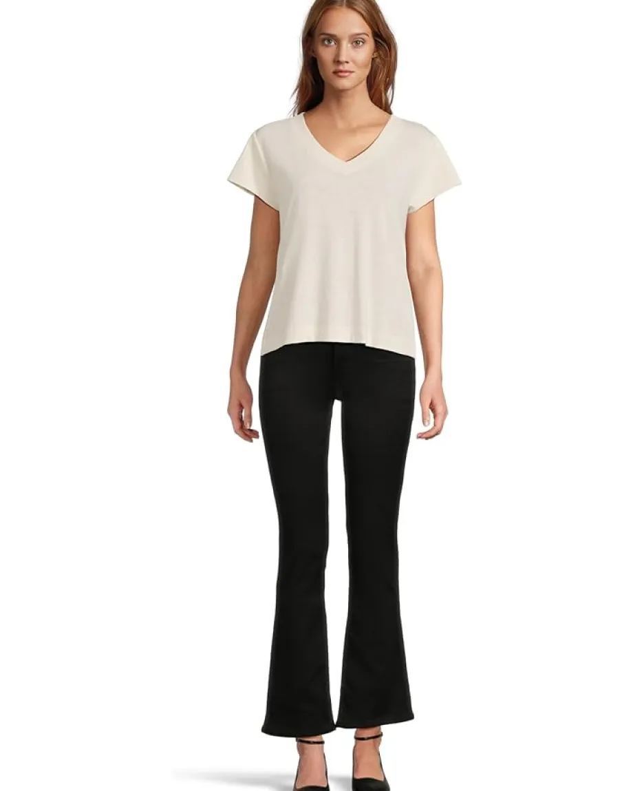 Lilla P Relaxed Short Sleeve V-Neck Tee Talc New