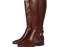 Naturalizer Rena2 Extra Wide Calf Boots Deep Saddle Brown Leather Discount