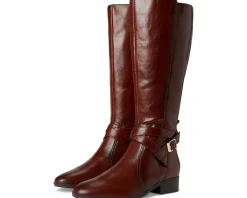 Naturalizer Rena2 Wide Calf Boots Deep Saddle Brown Leather Outlet