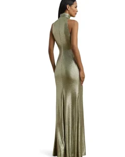 Lauren Ralph Lauren Retleah-Sleeveless-Gown Olive Grove/Gold Foil Hot
