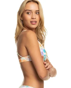 Roxy Retro Reversible Athletic Tri Bikini Top Snow White Pualani Combo Outlet