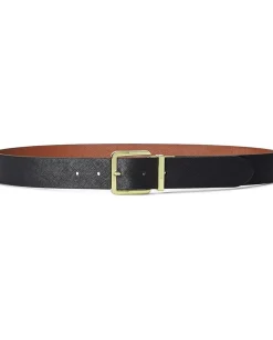 Lauren Ralph Lauren Reversible Crosshatch Leather Belt Black/Lauren Tan Outlet